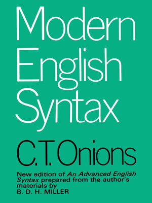 cover image of Modern English Syntax
